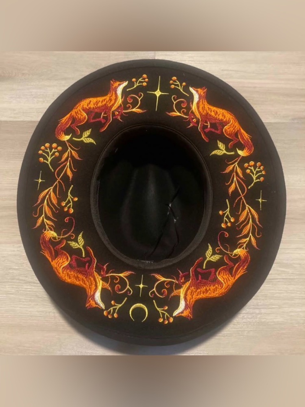Embers Embroidered Fox Wide Brim Hat